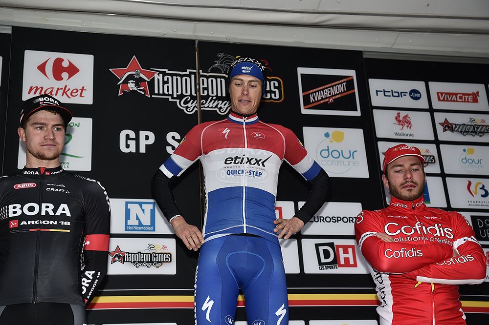 The 2016 Le Samyn podium: Scott Thwaites, Niki Terpstra and Florian Senechal