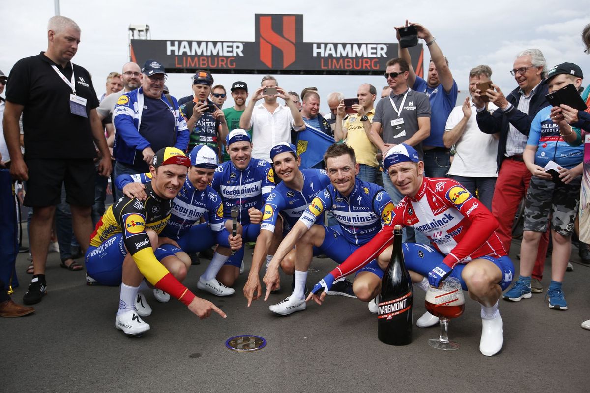 Deceuninck-QuickStep celebrate winning Velon&#039;s Hammer Series race in Limburg