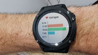 Garmin Fenix 6 showing heart rate zones
