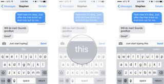 The predictive text bar will show you words that can follow what you just typed. By tapping on a word in the predictive bar, you can add it to your text.