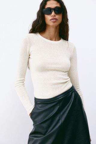 Fine-Knit Cashmere-Blend Top