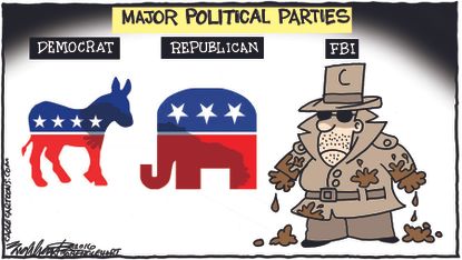 Political cartoon U.S. FBI 2016 election political parties