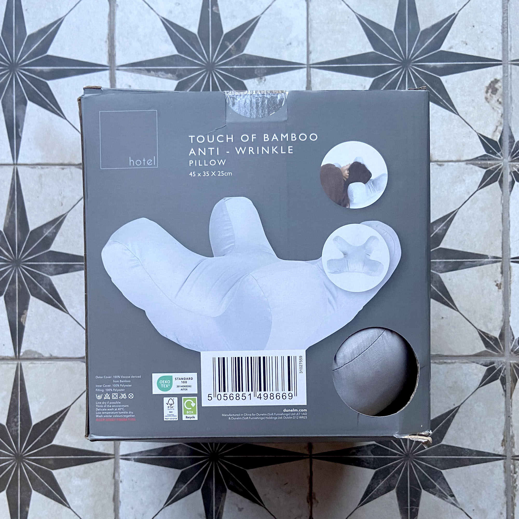 The Dunelm Hotel Bamboo Anti-Wrinkle Pillow being tested at home