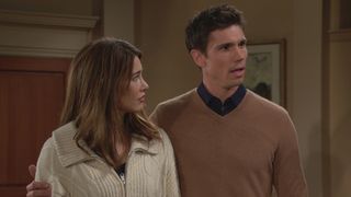 Steffy (Jacqueline MacInnes Wood) and Finn (Tanner Novlan) in The Bold and the Beautiful