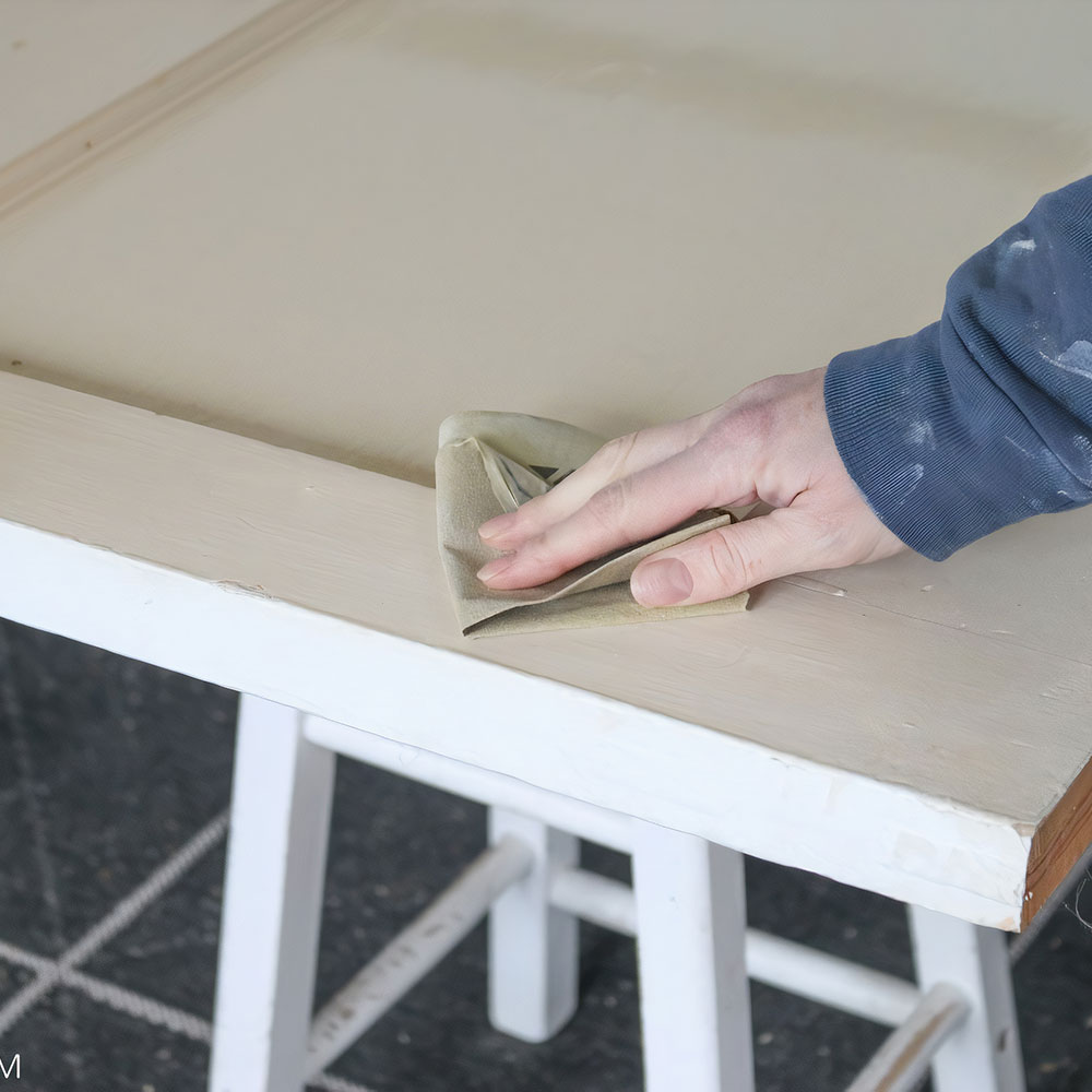 sanding the door