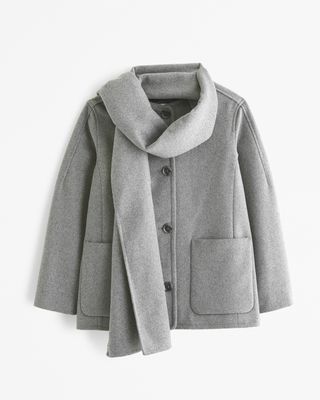 Removable Scarf Wool-Blend Coat