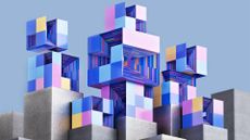 Abstract cloud infrastructure concept image showing multi-colored blocks, symbolizing data, stacked on top of each other.