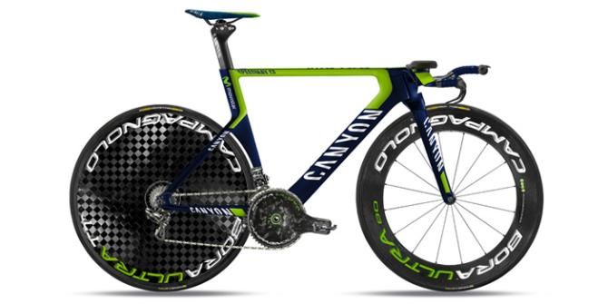 The Movistar Speedmax CF 9.0 time trial bike