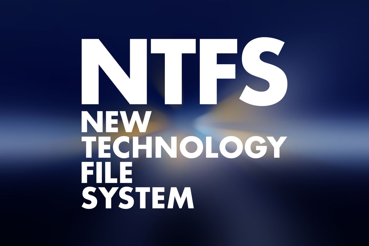 NTFS on a blue background