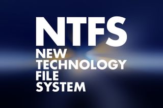 NTFS on a blue background