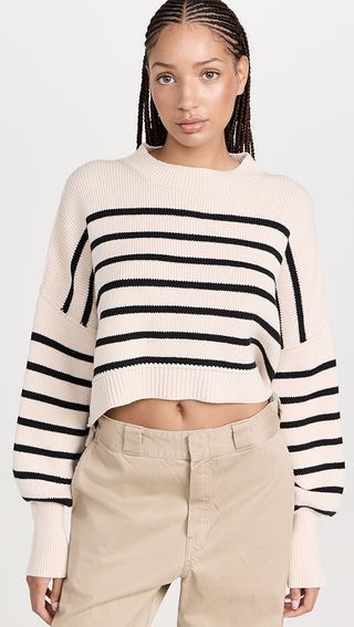 Free People Stripe Easy Street Crop Pullover