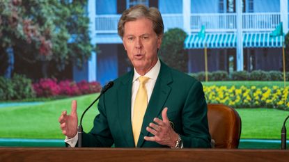 Fred Ridley addresses the media before the 2025 Masters