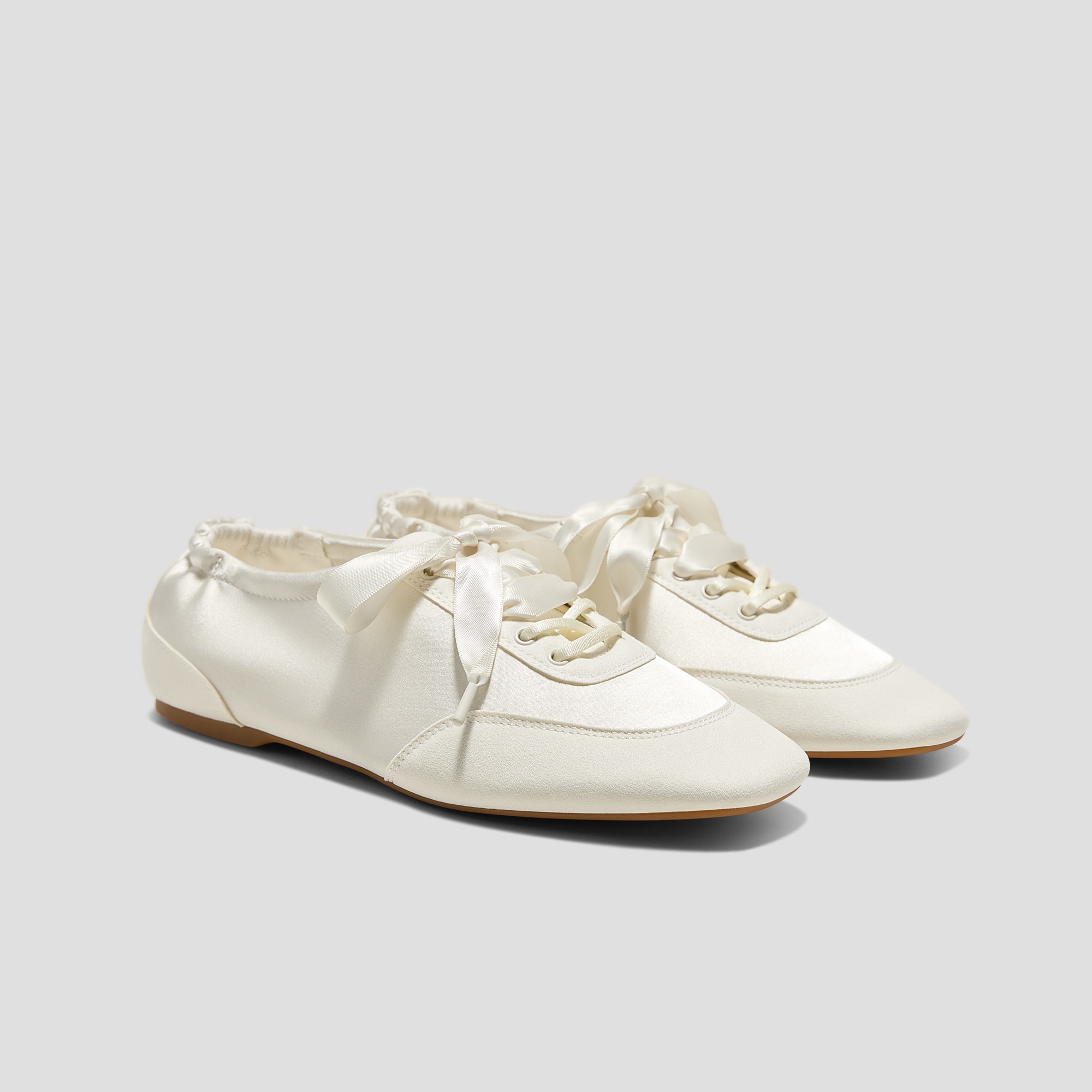 Square-Toe Lace-Up Satin Sneakerina (cristina) - Us Size 5