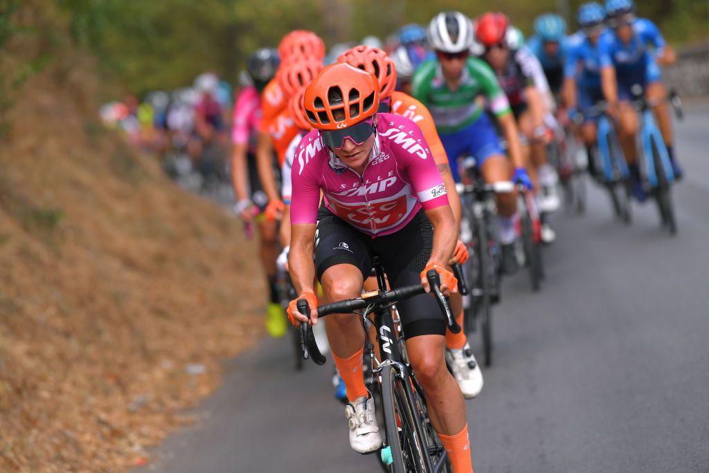 Marianne Vos in the points jersey during stage 6 at the Giro Rosa