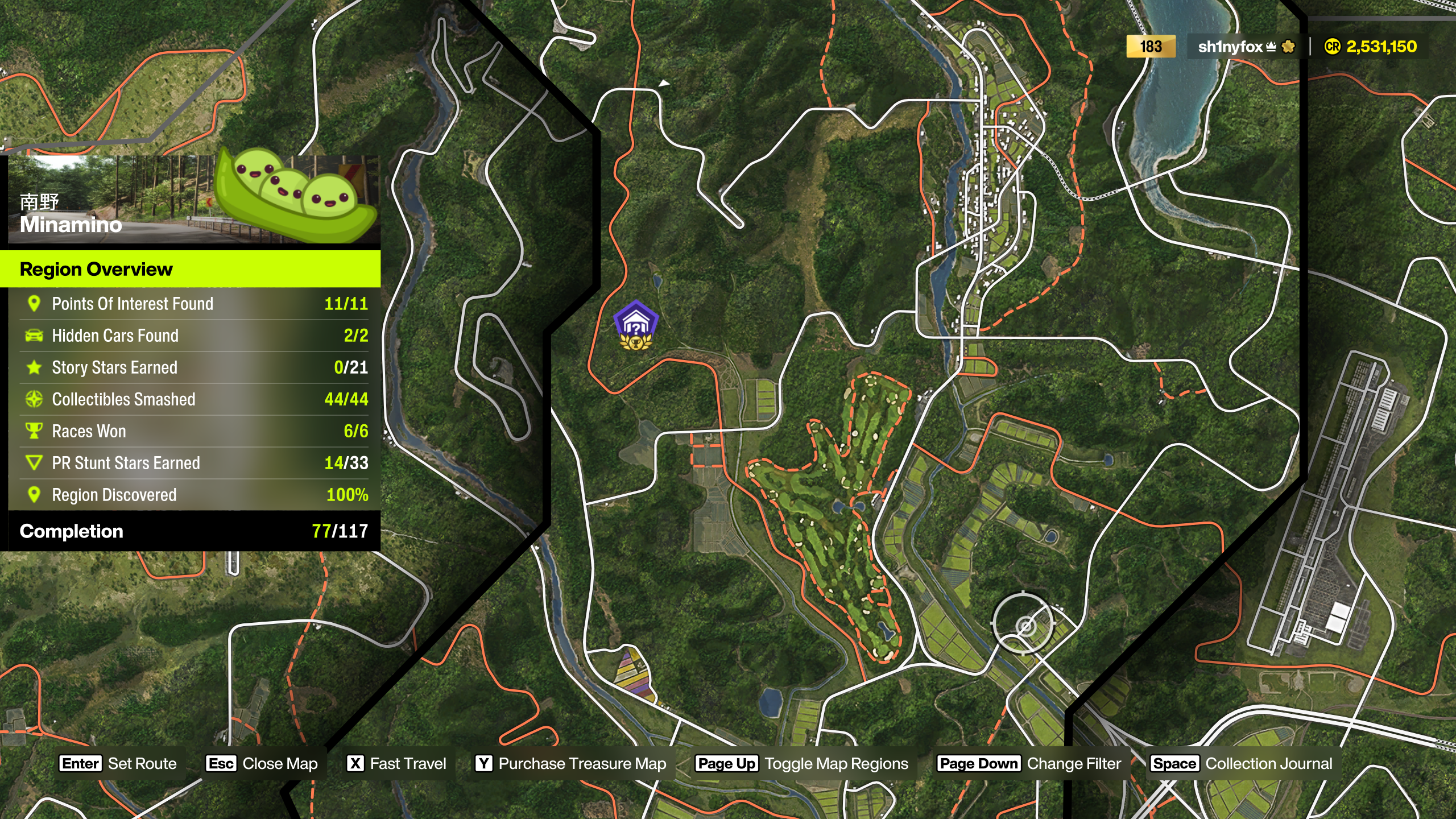Map location for Minamino Region Barn Find in Forza Horizon 6.