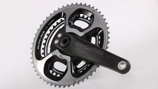 The ultralight carbon crank arms are claimed to weigh a mere 99g each