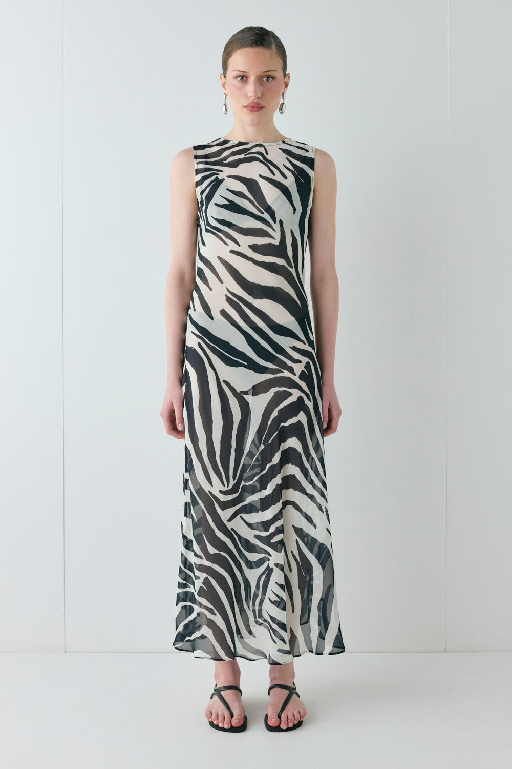 Francesca Sheer Maxi Dress Zebra