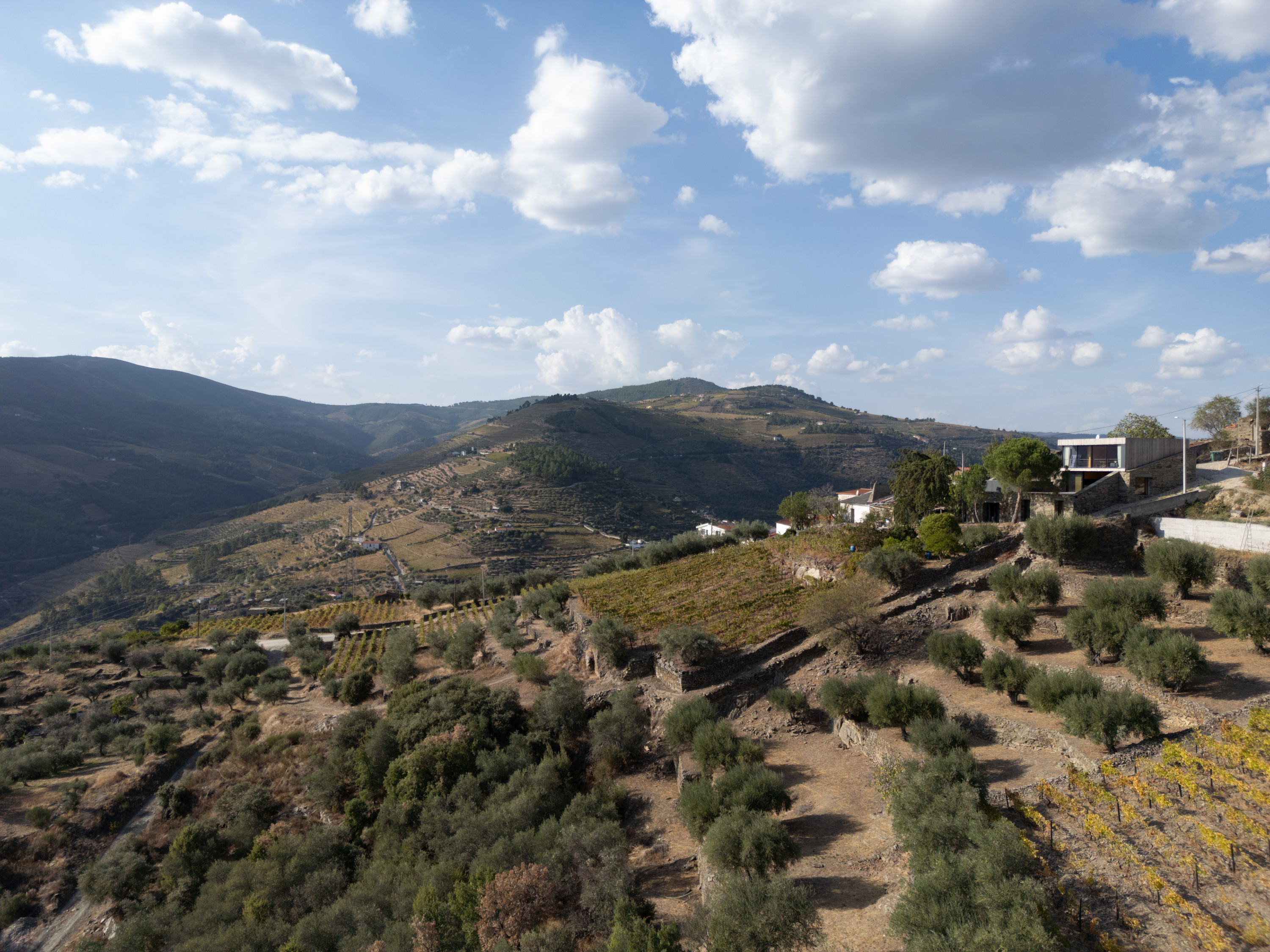 The house seen from across the valley