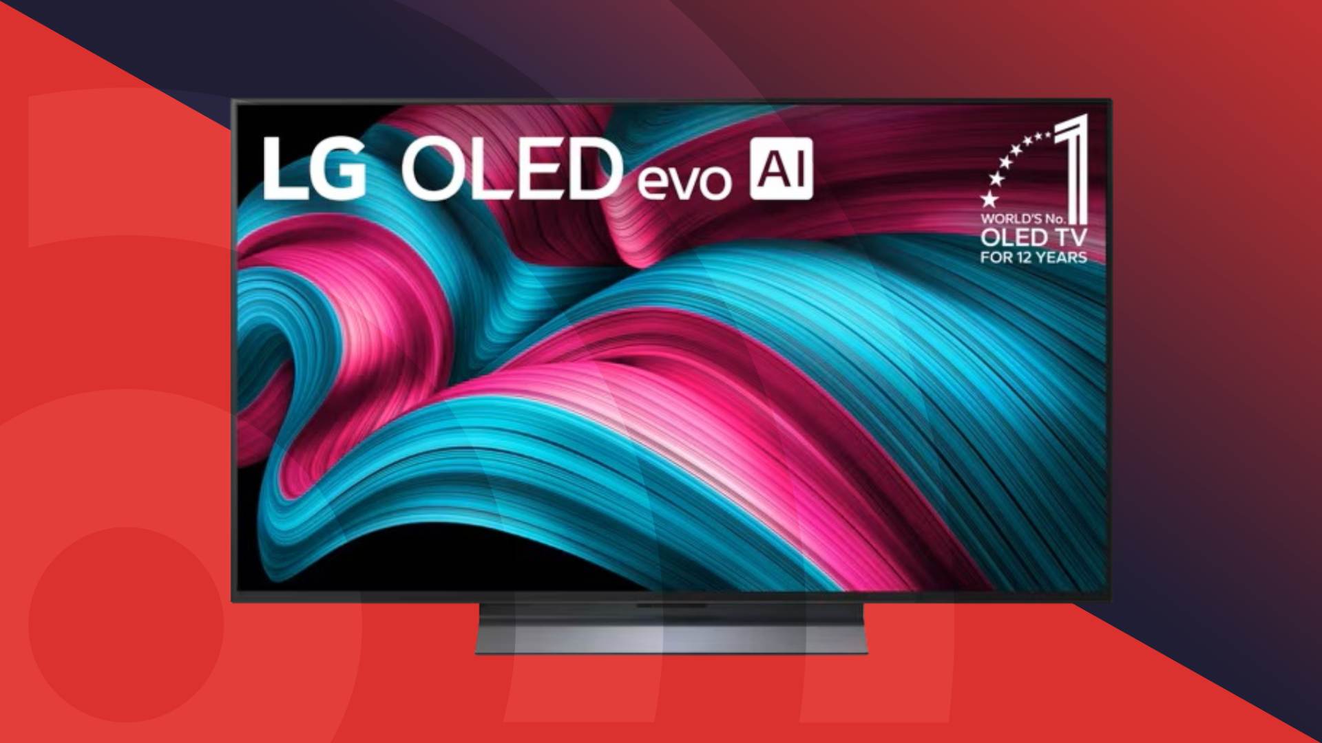 LG C5 OLED TV on red background