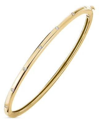18K Gold Classica Diamond Pavé Thin Bangle Bracelet