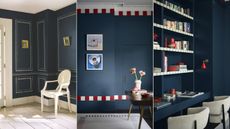 dark blue paint used in entryway and home offices