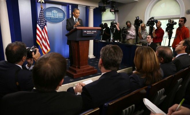 President Obama answers questions from the White House press corps.