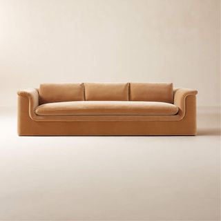 brown velveet sofa from CB2