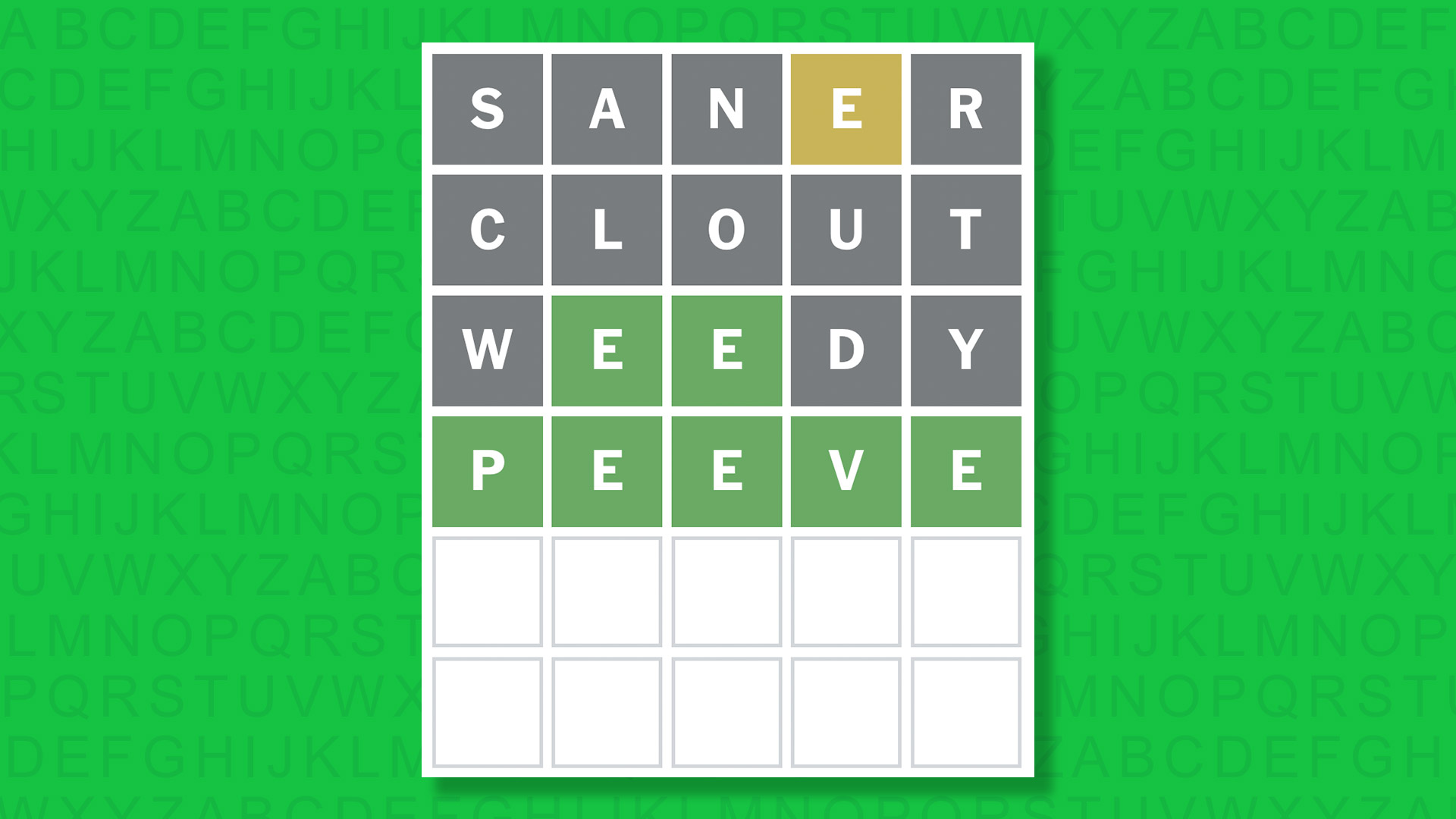 NYT Wordle answer for game 1932 on a green background