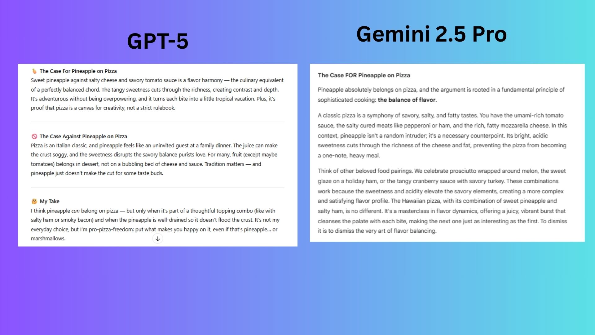 gpt-5 vs gemini 2.5 pro screenshot