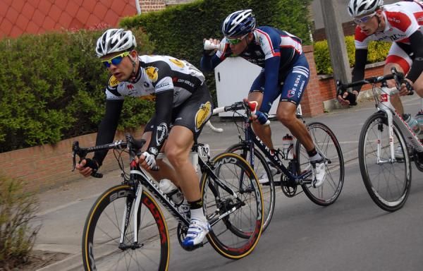 Gr&eacute;gory Joseph (Topsport Vlaanderen - Mercator) and Giorgio Brambilla (De Rosa - Flaminia) in the breakaway