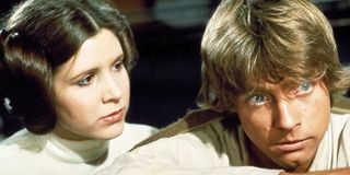 Mark Hamill and Carrie Fisher as Luke and Leia in Star Wars; A New Hope