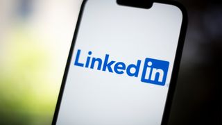 LinkedIn logo and branding pictured on a smartphone screen.