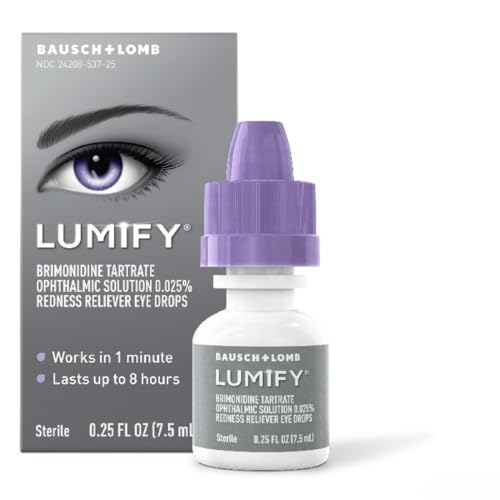 Lumify Eye Drops for Red Eyes, Redness Reliever for Brighter Looking Eyes, Works in 1 Minute &amp;amp; Lasts Up to 8 Hours, Eye Drops, 0.25 Fl Oz (7.5ml)