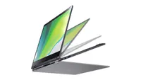 Acer Spin 5 (2020) at an angle showcasing its different modes against a white background