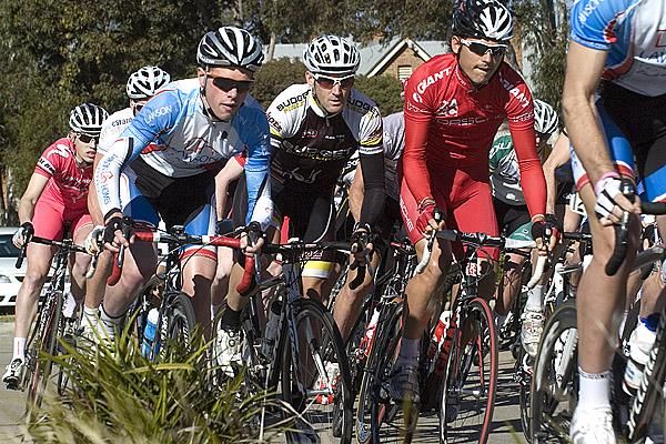 Riders corner during the 30 laps of a 1.1 kilometre street circuit in Bairnsdale.
