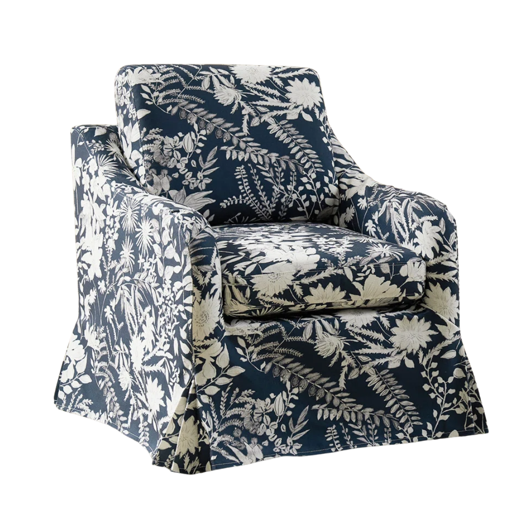 Lark Manor&amp;trade; Asman Farmhouse Upholstered Slipcovered Swivel Armchair &amp;amp; Reviews | Wayfair