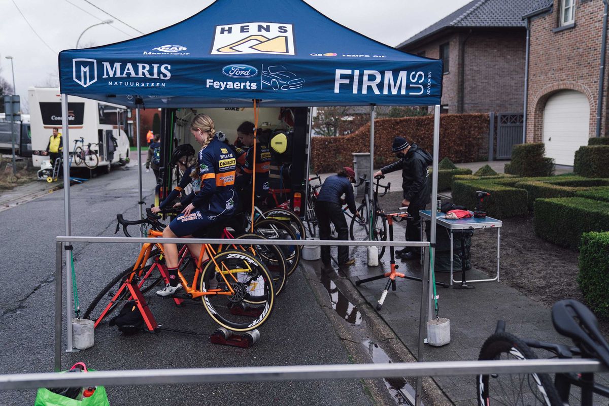 The tent setup for the EuroCross Academy riders
