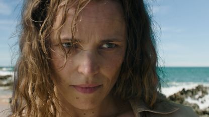 A close-up of Linda Liddle (Rachel McAdams) in Sam Raimi's "Send Help"