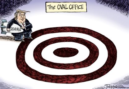 Political Cartoon U.S. Trump Oval Office White House justice revenge target enemies