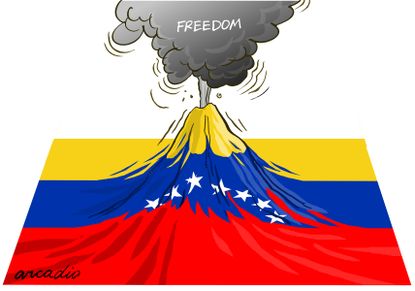 Political Cartoon World Venezuela Nicolas Maduro Guaido protests