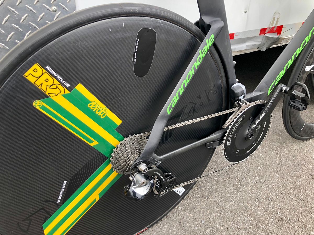 Victory Circle stickers spice up the graphics on the Aevolo-Cannondale PRO disc