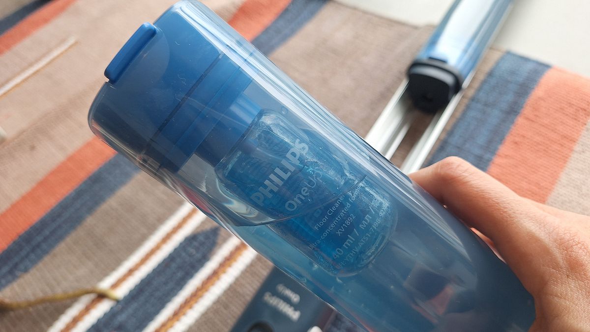 Philips OneUp 5000 electric mop in reviewer's kitchen