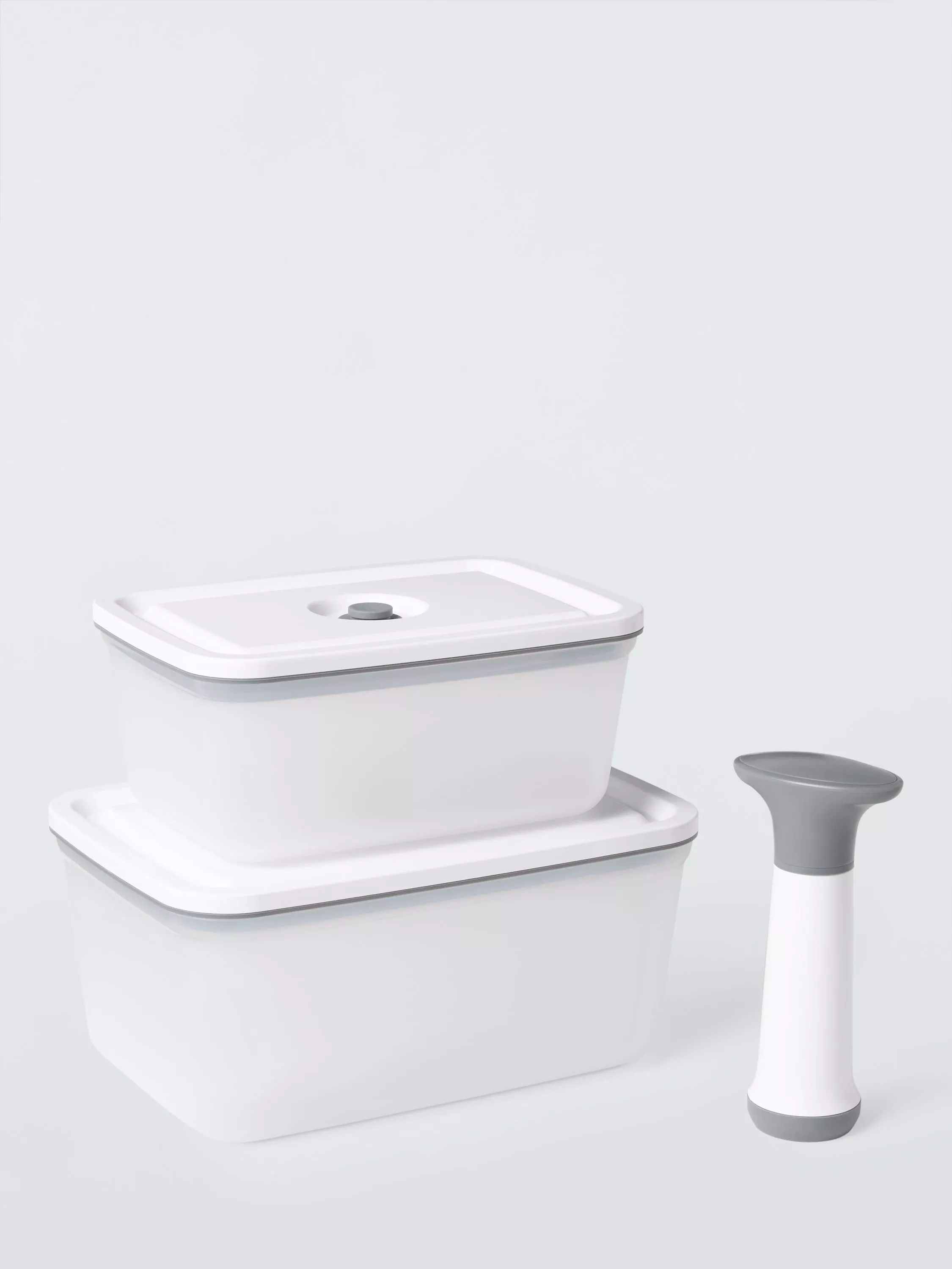 John Lewis Vacuum Seal Plastic Storage Containers &amp;amp; Manual Pump Set, Grey/white