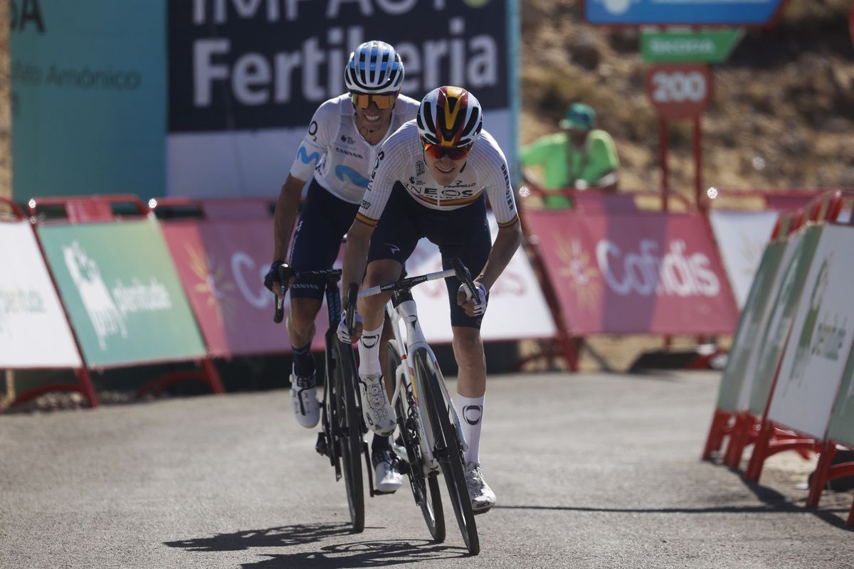 Vuelta Espana 2022 - 77th edition - 14th stage Montoro - Sierra de La Pandera 160,3 km - 03/09/2022 - Carlos Rodriguez (ESP - INEOS Grenadiers) - Enric Mas (ESP - Movistar Team) - photo Luis Angel Gomez/SprintCyclingAgency&Acirc;&copy;2022
