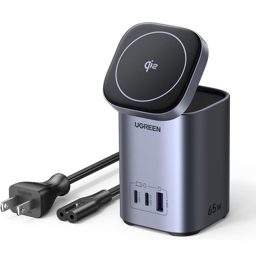 UGREEN Nexode 65W GaN USB-C Charging Station Foldable 3-Port 15W Qi2