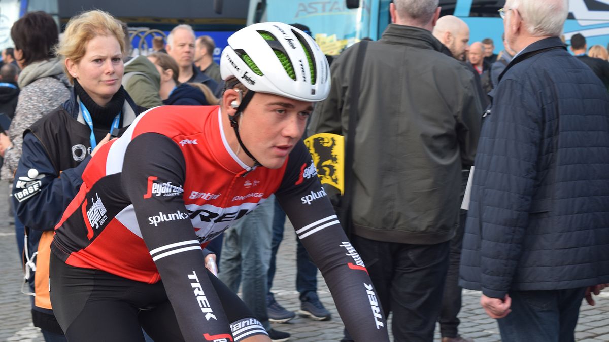Mads Pedersen (Trek-Segafredo) was wearing the new WaveCel helmet from Bontrager