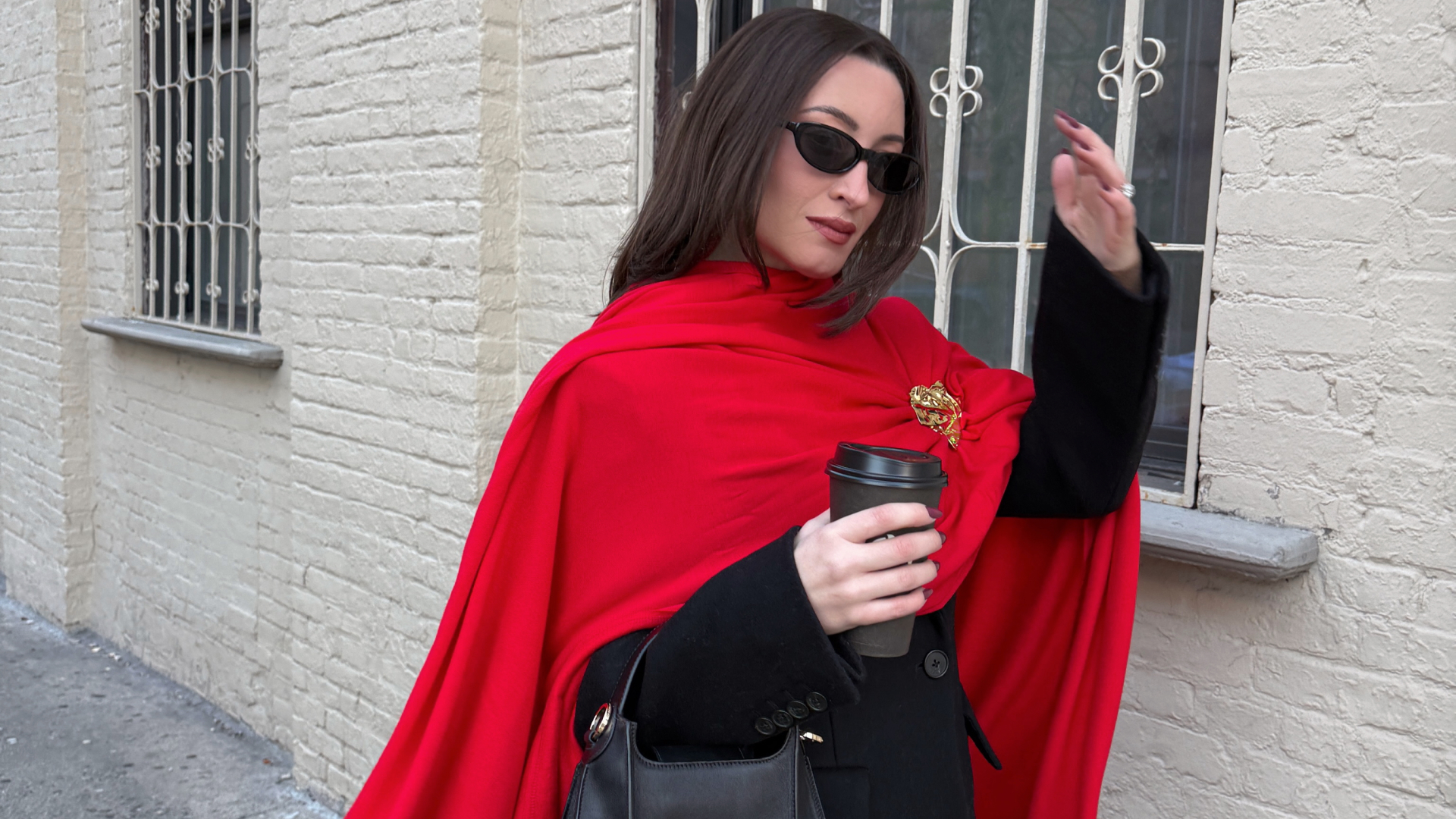 Bella Gerard wearing a cashmere wrap scarf