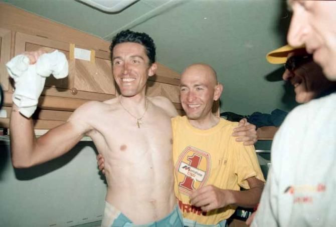 With teammate Siboni Marcello at the 1998 Tour de France