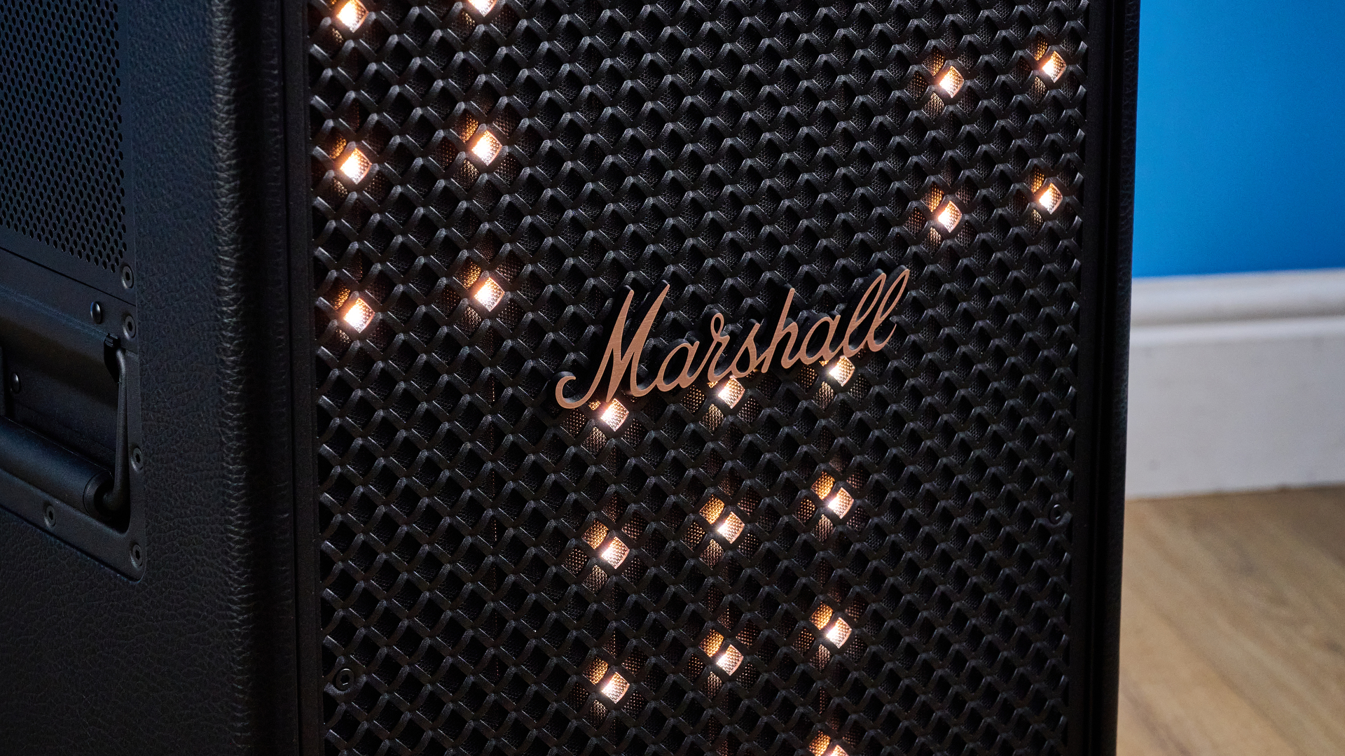 A black and brass Marshall Bromley 750 party speaker