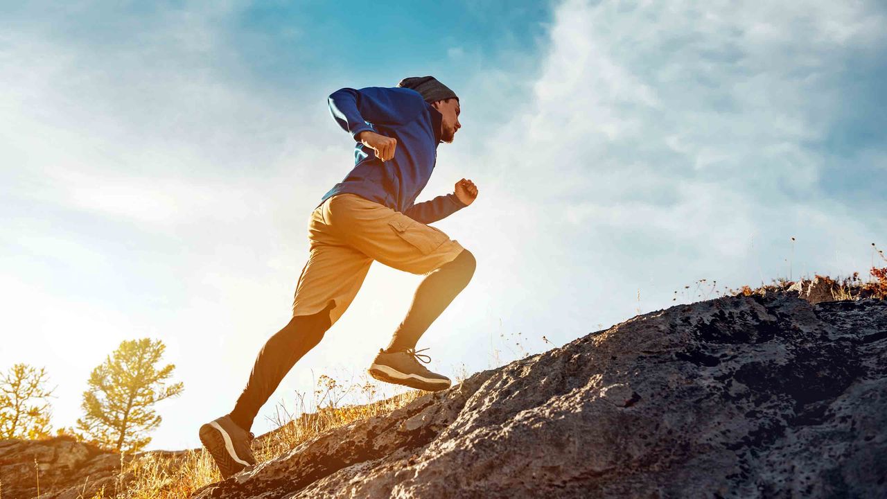 A person running uphill